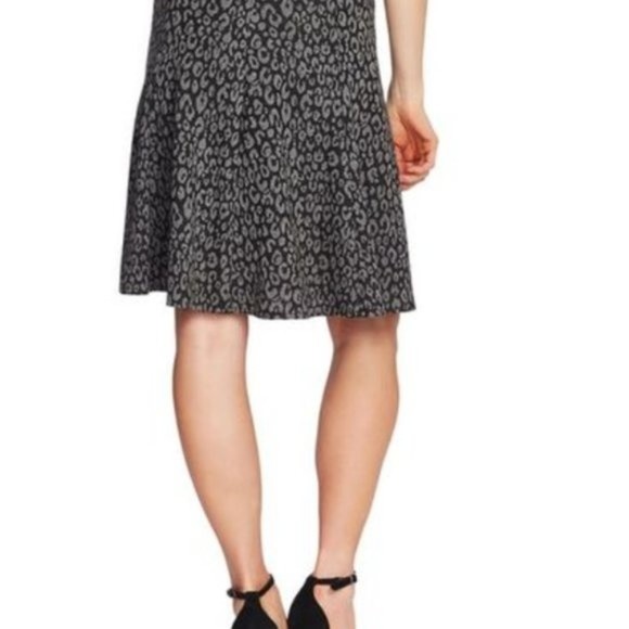 CECE Women's Gray Animal Print Above The Knee A-Line Skirt - Picture 2 of 5